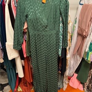 Elegant Green Polka Dot Wrap Romper